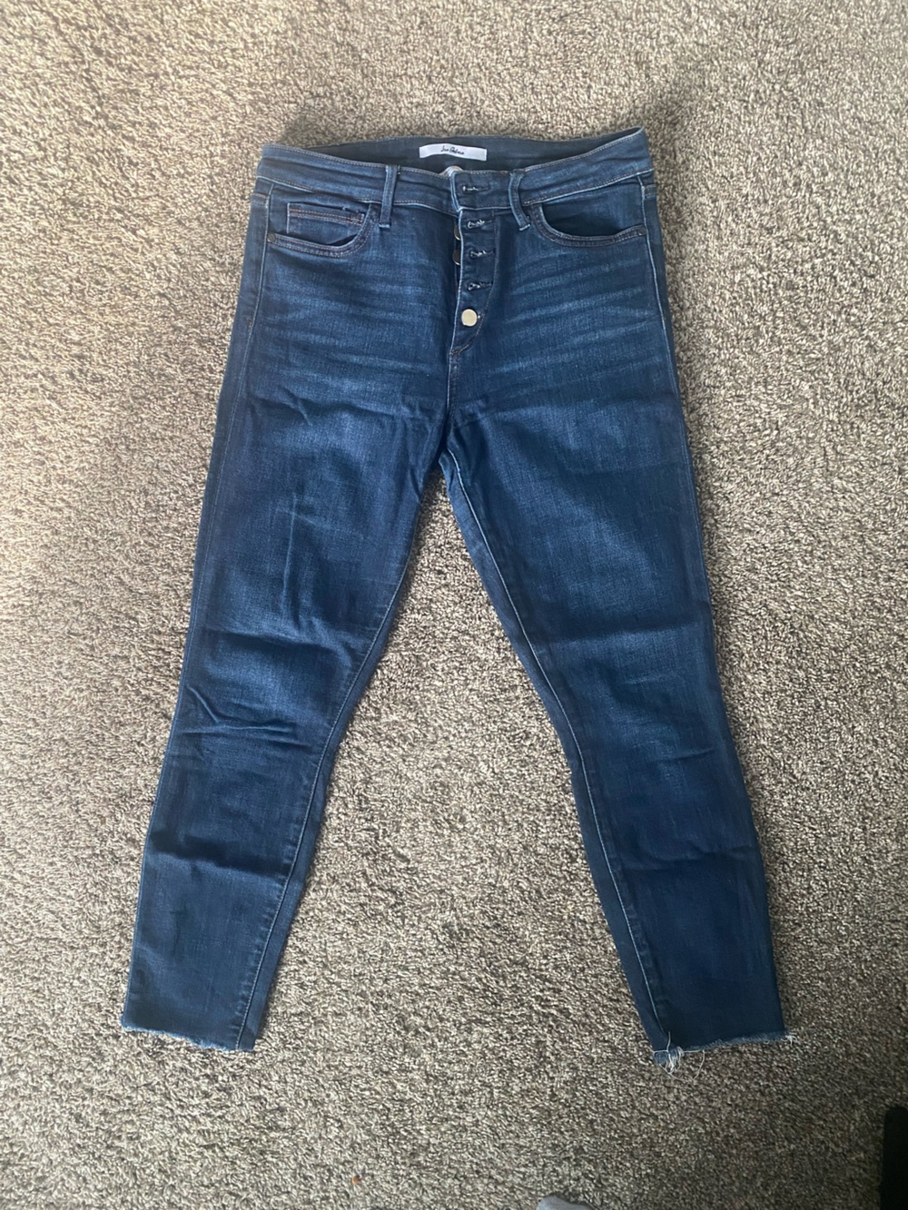 Sam Edelman Dark Blue High-Rise Button-Fly Skinny Jeans